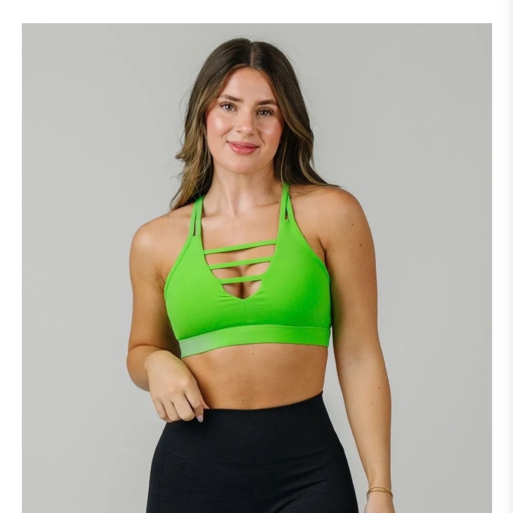Vibrant Lime Strappy Sports Bra